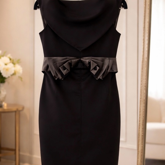 Zac Posen Black satin sheath Bow cocktail dress - Picture 2 of 9